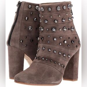 Badgley Mischka Studded Gray Ankle Boots